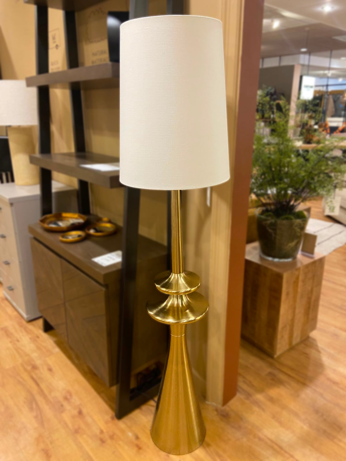 CLEARANCE - Gold Floor Lamp with Linen Shade