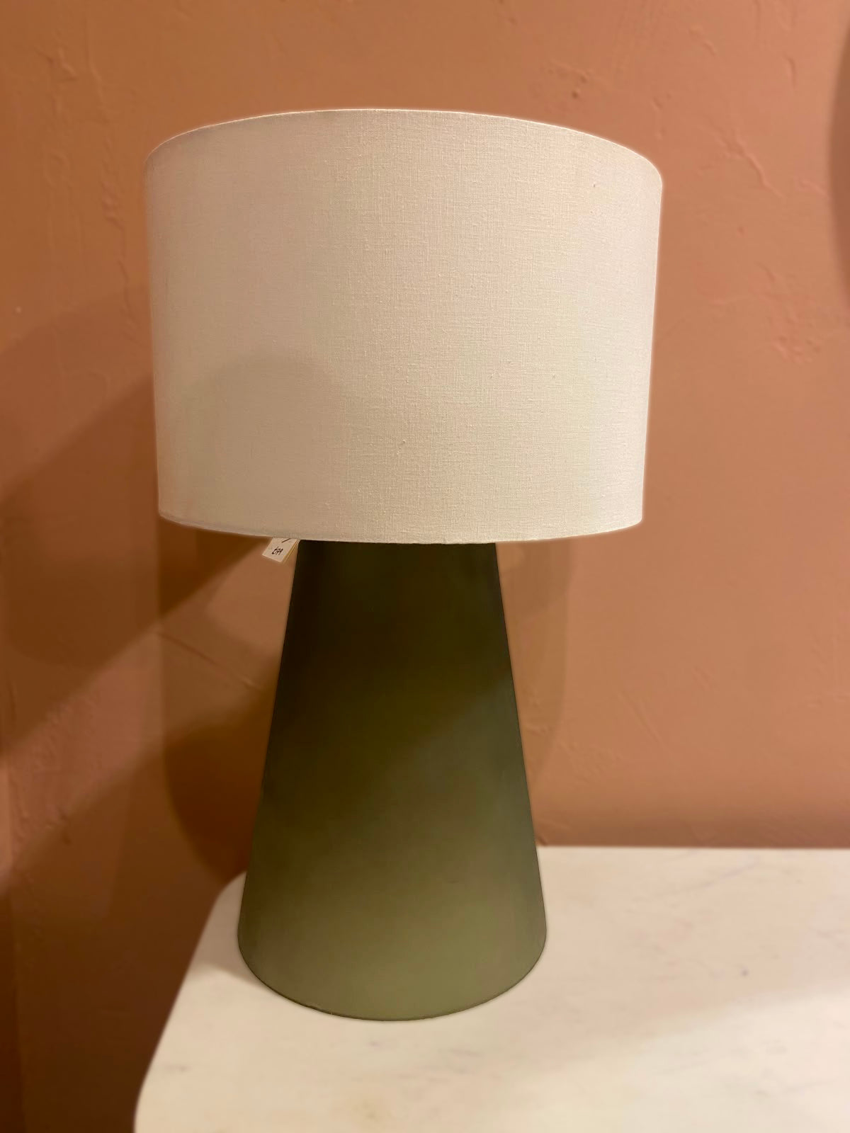 CLEARANCE - Green Table Lamp With Linen Shade