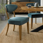 Phoenix Rustic Oak Dining Chair - Azure Velvet