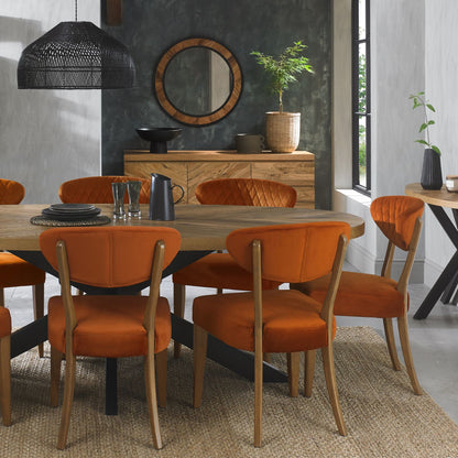 Phoenix Rustic Oak Dining Chair - Rust Velvet