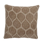 Cotton cushion with brown leaf pattern on the front