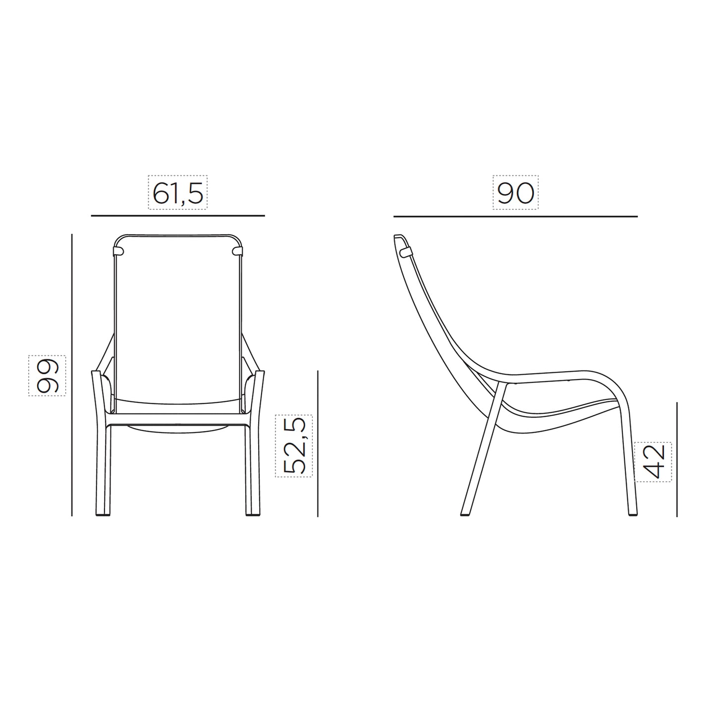 Garden Set - x2 Net Lounge Chairs By Nardi - Turquoise