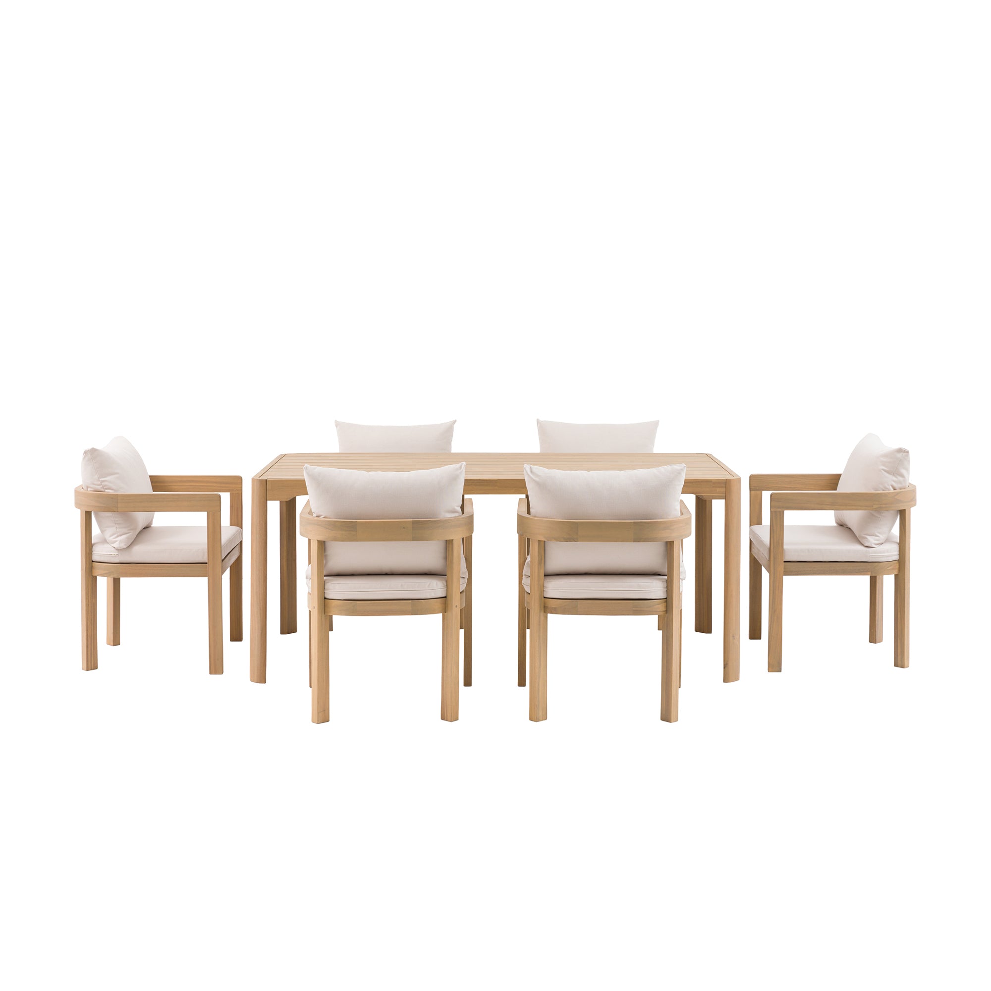 Madeira dining set with 6 dining chairs on a white background 5061087227341