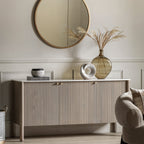 Zia 3 Door Sideboard:- Grey Wash / White