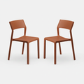 Two mattone colour trill chairs on a white background