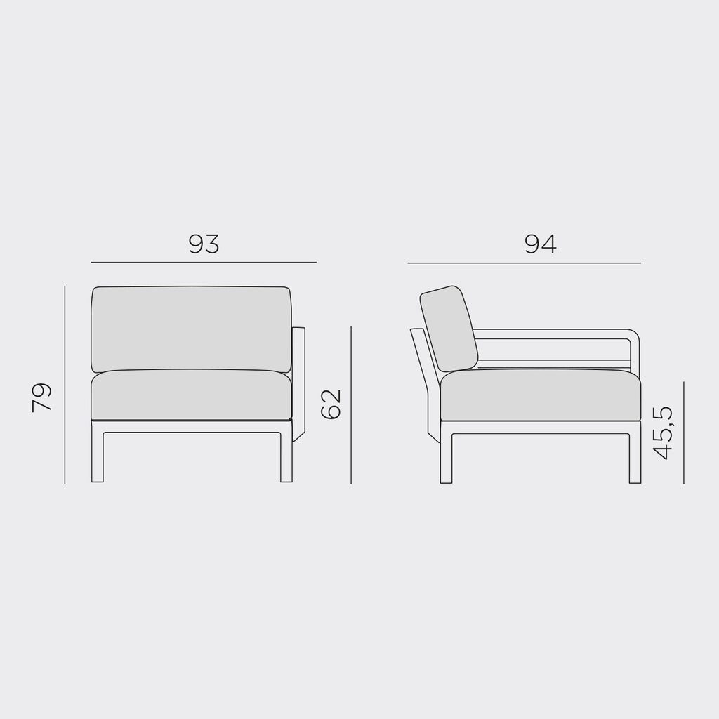 Maximo Module 1 Arm Unit By Nardi Outdoor - Grey