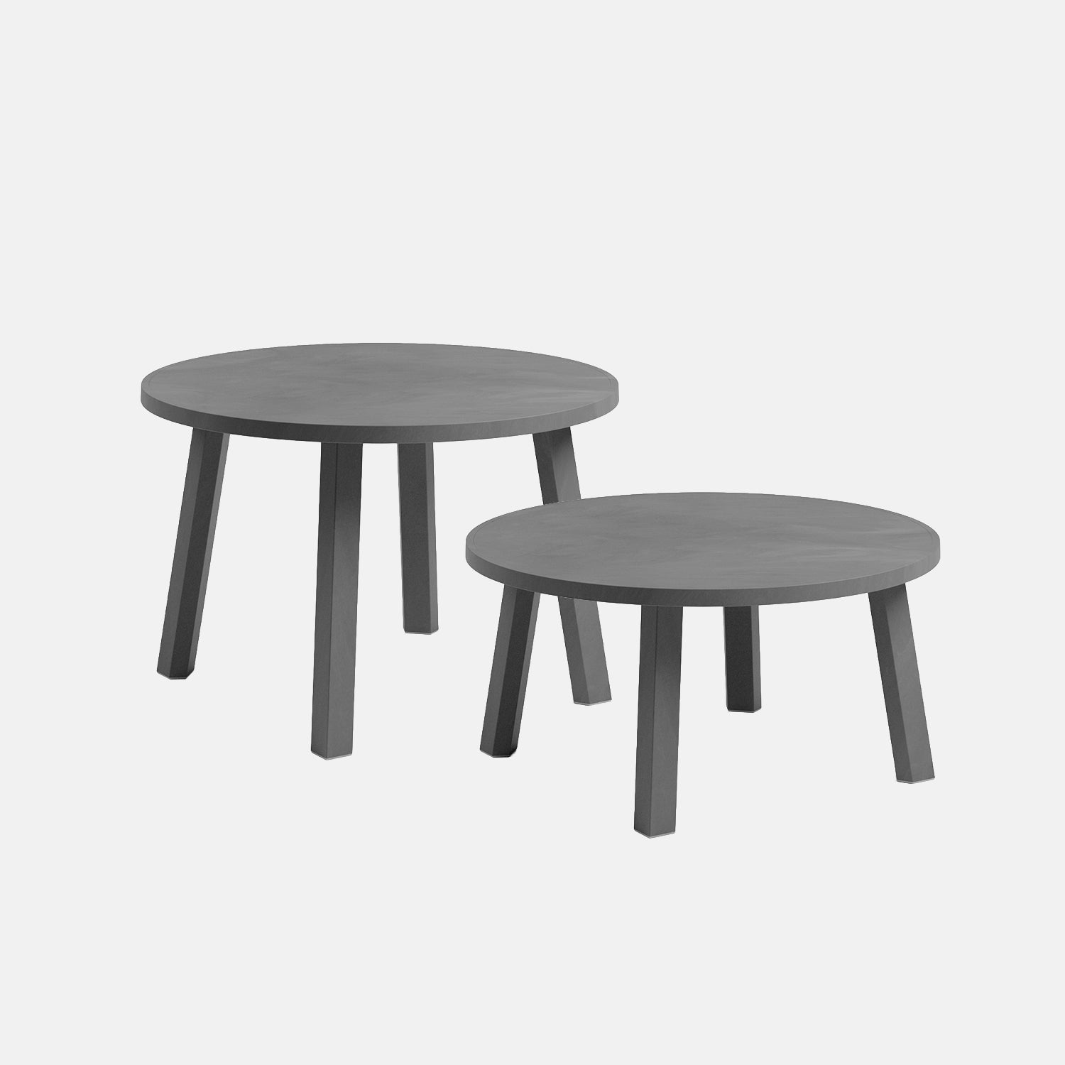 Black nest of coffee tables for the garden on a white backdrop