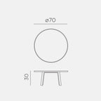 Measurements Diagram Of Maximo Tavolino 70 - Mini Table 