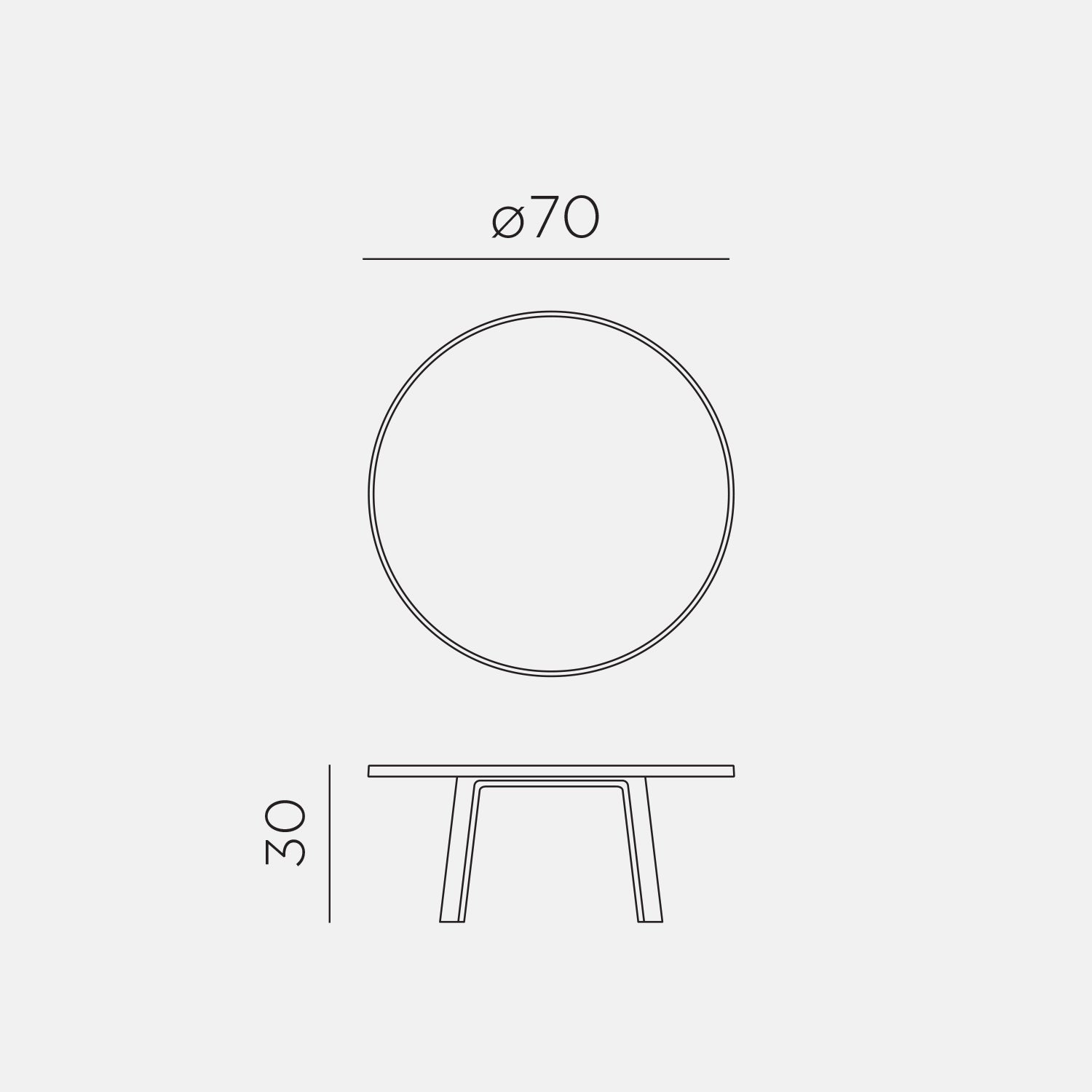 Measurements Diagram Of Maximo Tavolino 70 - Mini Table 