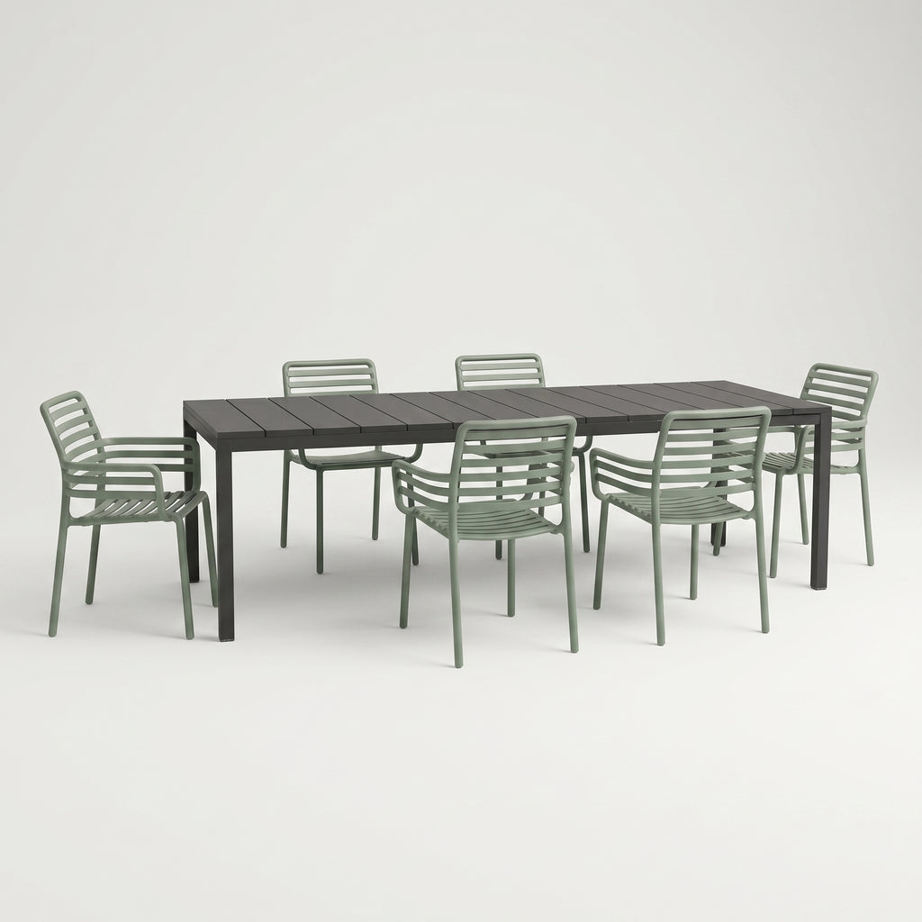 Nardi Dining Set - Rio 210 Extending Table & Doga Armchairs