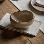 Elegant white oatmeal bowl styled in modern kitchen