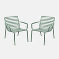 Two light mint green doga relax chairs on a white background