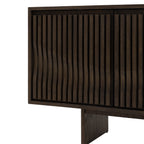 Walnut sideboard cabinet with four doors and sleek finish