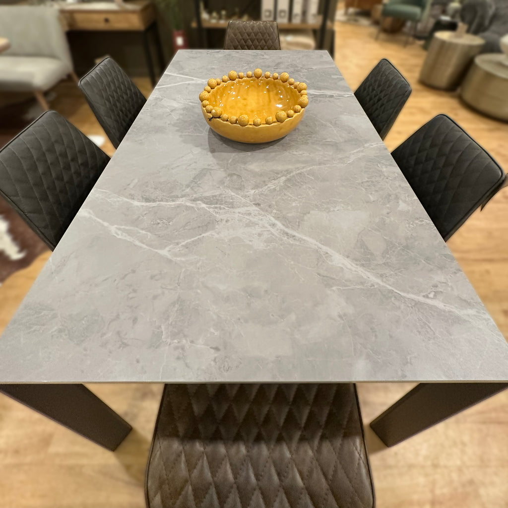 CLEARANCE - Modena Stone Table & 4x Chairs (Grey or Brown)