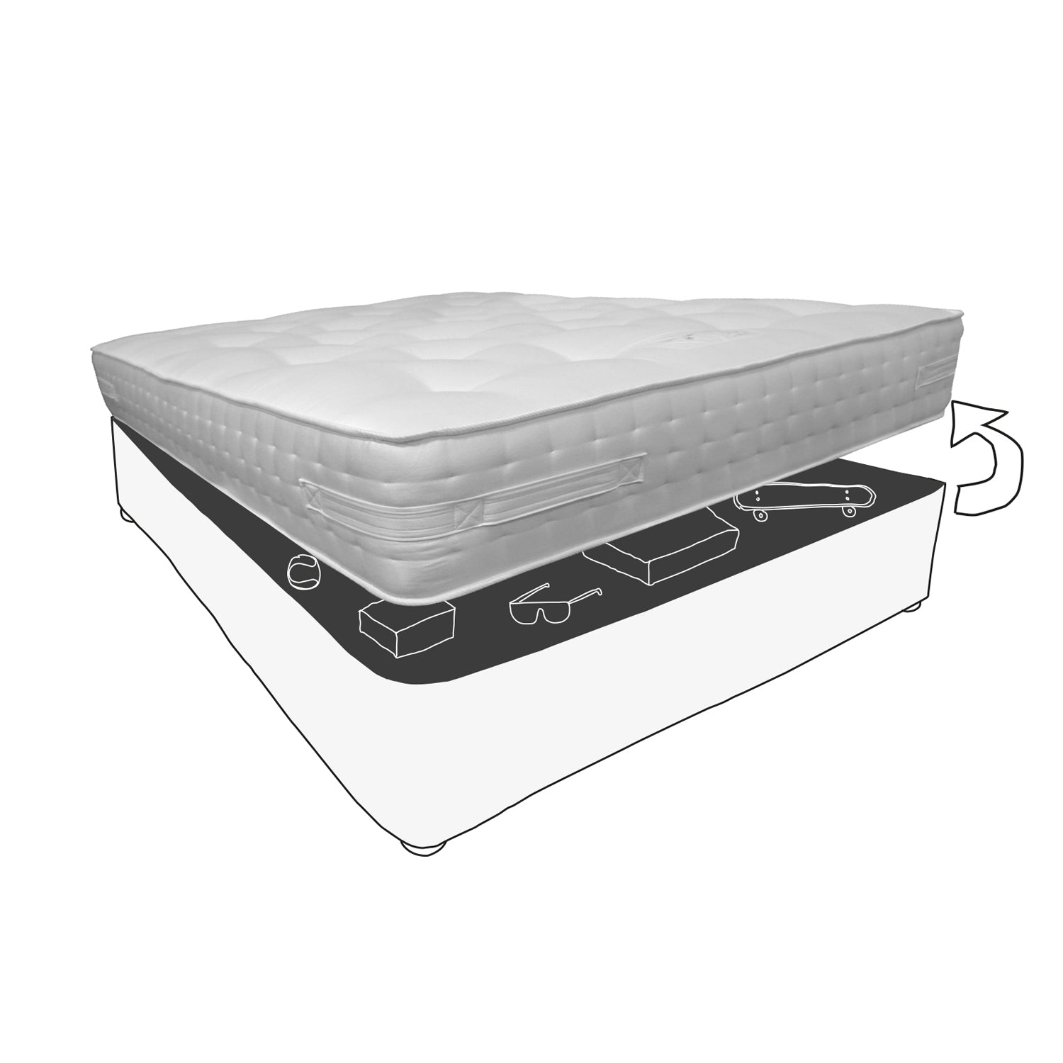 King Size - Mattress & Ottoman Storage