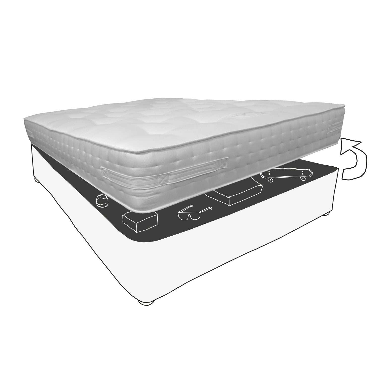 Super King - Mattress & Ottoman Storage