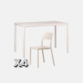 Dining Set - Piave 120cm Garden Table  In Natural & Cassia Armless Chairs -In Natural on Grey Background