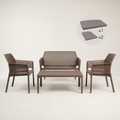 Nardi Garden Set - Net Table, Bench, x2 Net Relax Chairs & Cushions