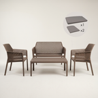 Nardi Garden Set - Net Table, Bench, x2 Net Relax Chairs & Cushions