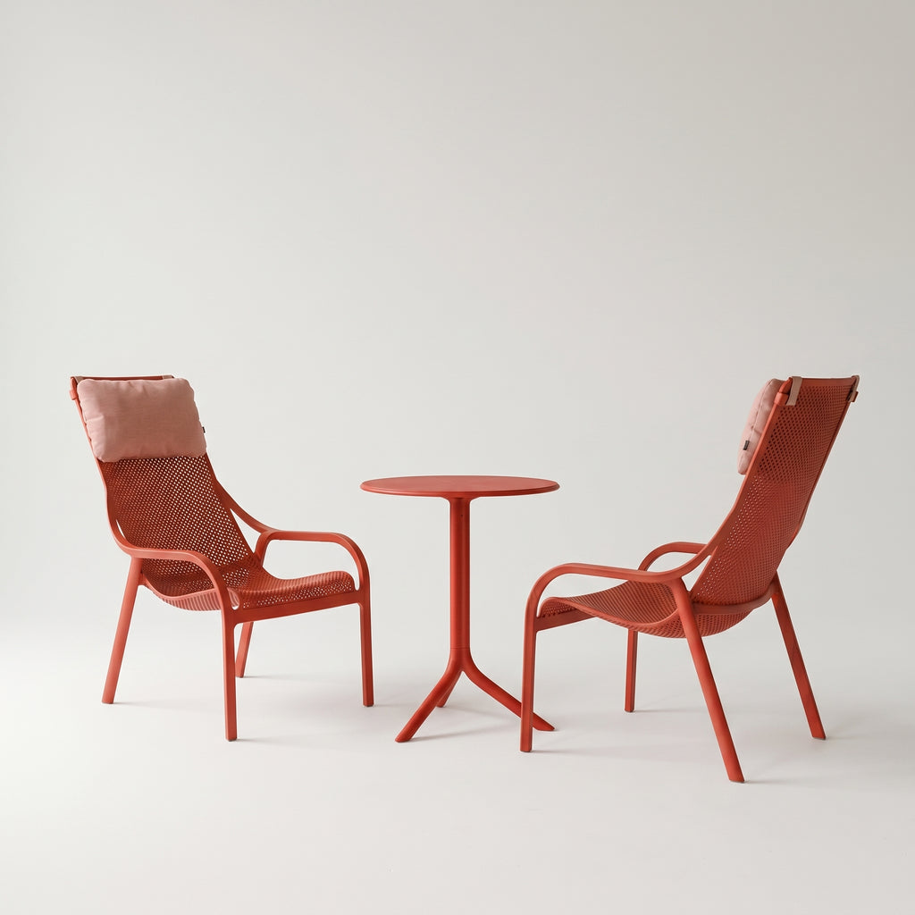 Garden Set - x2 Net Lounge Chairs, x2 Head Cushions & Spritz Garden Table By Nardi