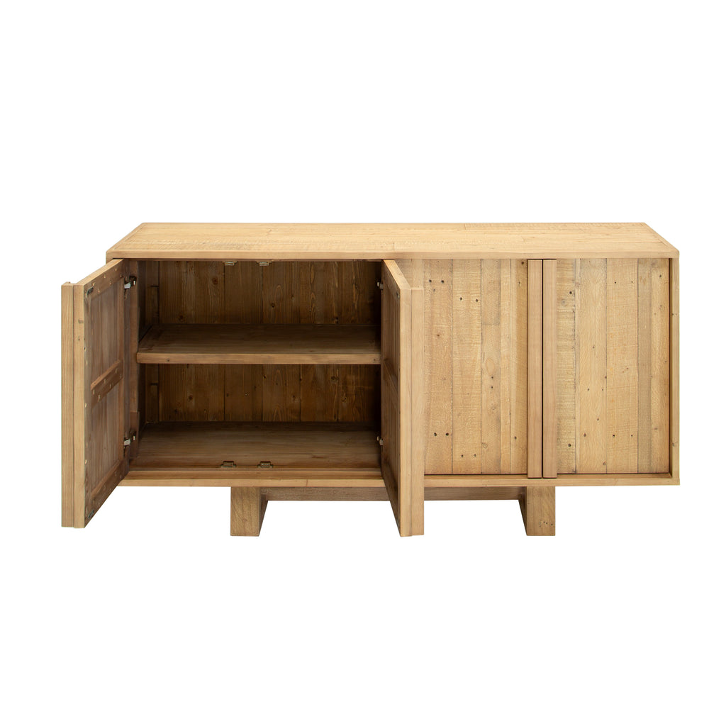 Wooden cabinet with open doors