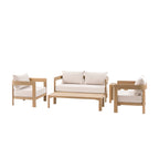 Madeira acacia lounge set with chairs and table on a white background.