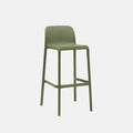 Lido olive green bar stool with woven backrest on a light grey background