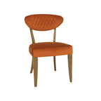 Tooting Rustic Oak Dining Chair - Rust Velvet