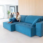 Customise a Fama Paradis in 100's fabric colour options including this trendy blue.