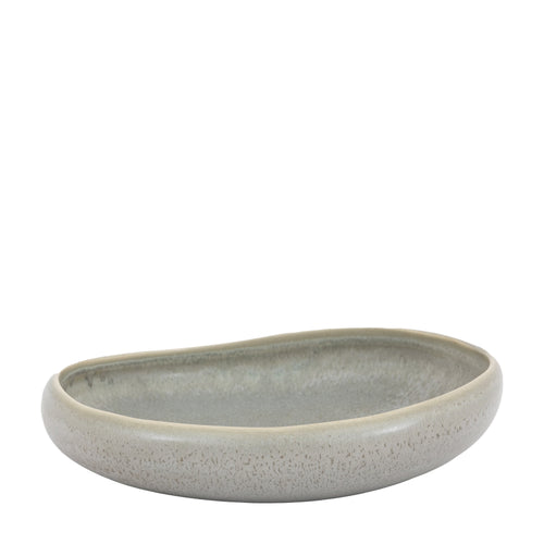 Modern stoneware pasta bowl with grey glaze finish