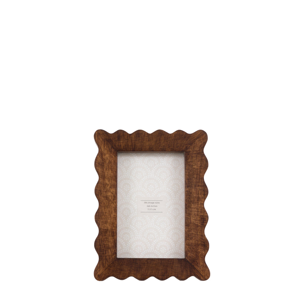 Rustic brown wooden frame displaying photograph