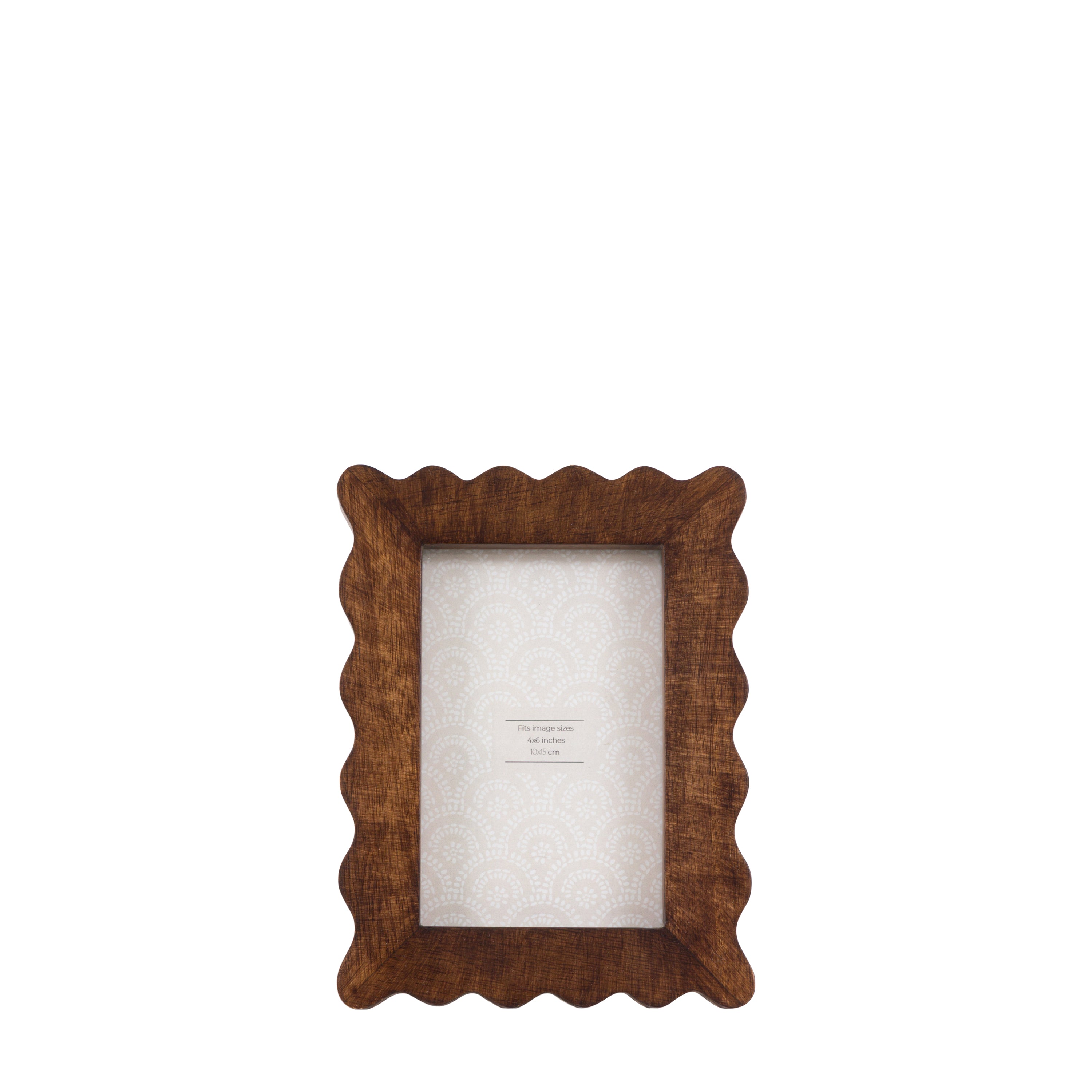 Rustic brown wooden frame displaying photograph