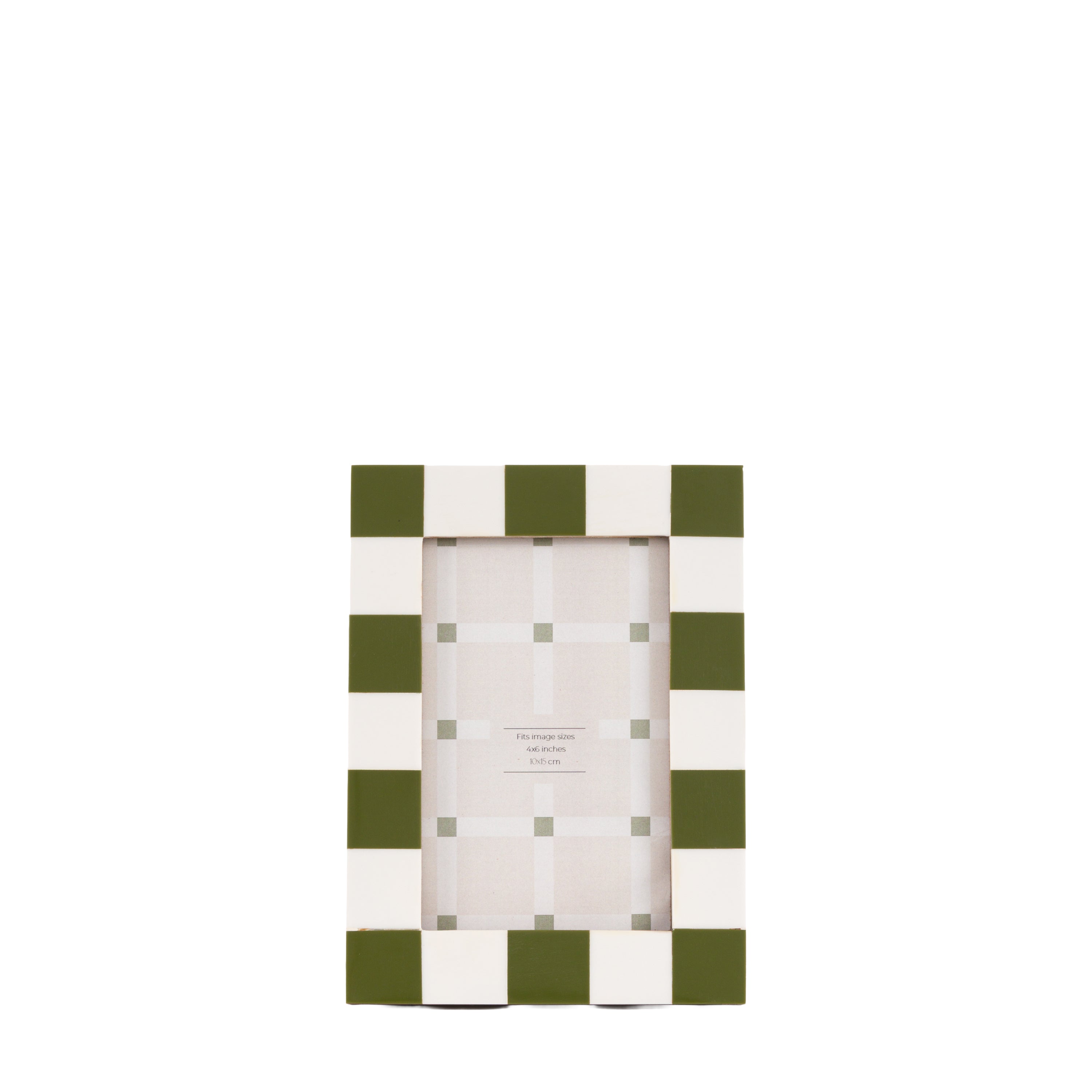 Modern 6x4 picture frame in white and green finish