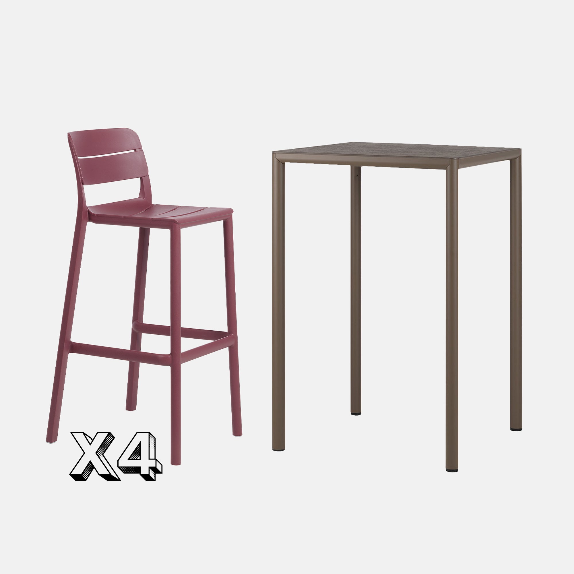 Dining Set - Piave 70cm Bar Table & Cassia Bar Stools - Tobacco
