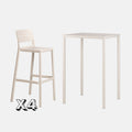 Dining Set - Piave 70cm Bar Table  In Natural With  Cassia Bar Stools in Natural On A Grey Background 