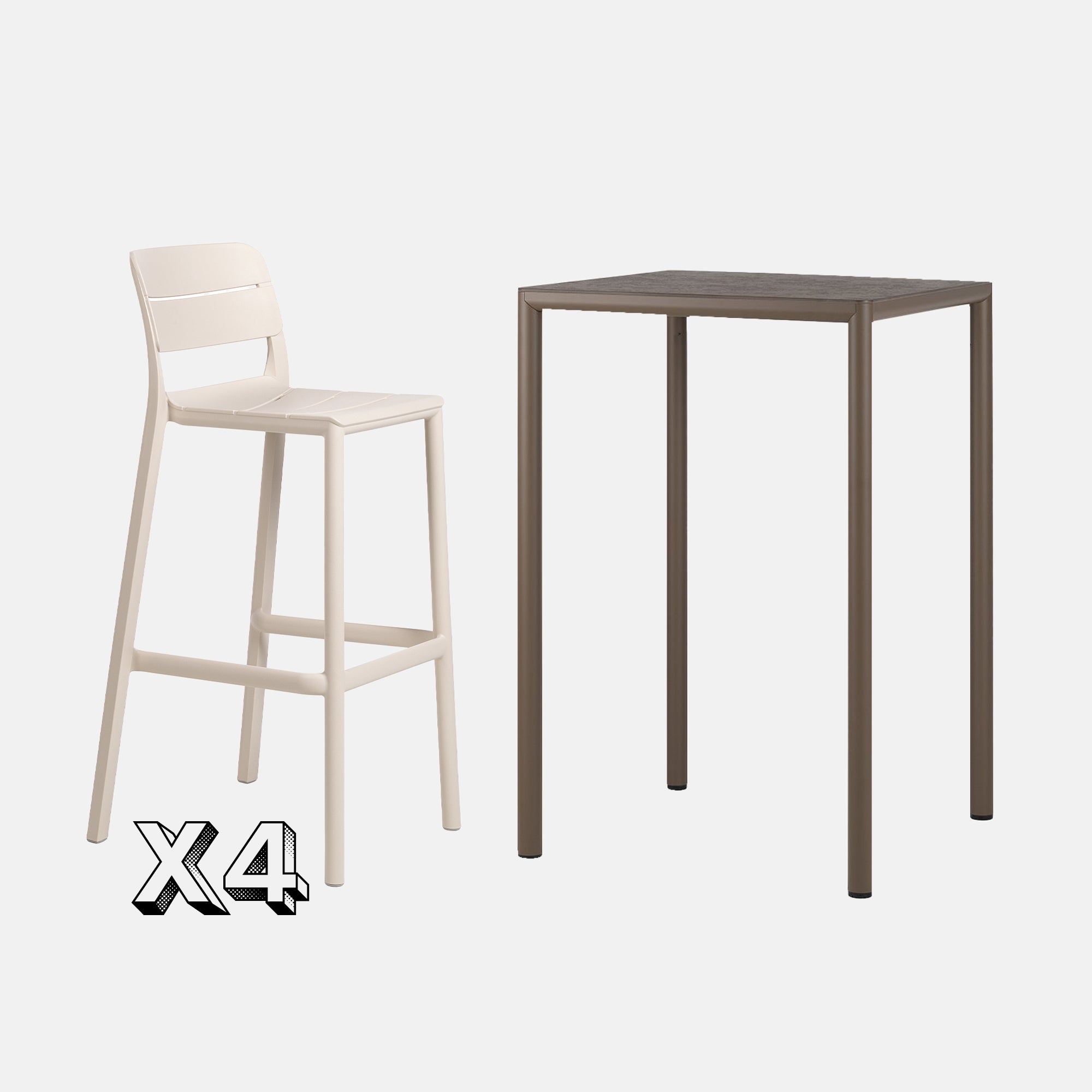 Dining Set - Piave 70cm Bar Table & Cassia Bar Stools - Tobacco