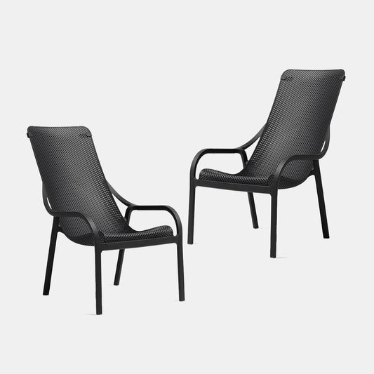 Garden Set - x2 Net Lounge Chairs By Nardi - Anthracite