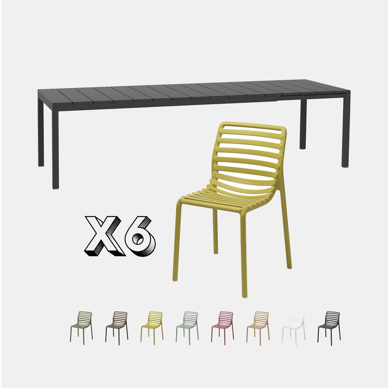 Dining Set - Rio 210 Extending Table & Doga Armless Chairs
