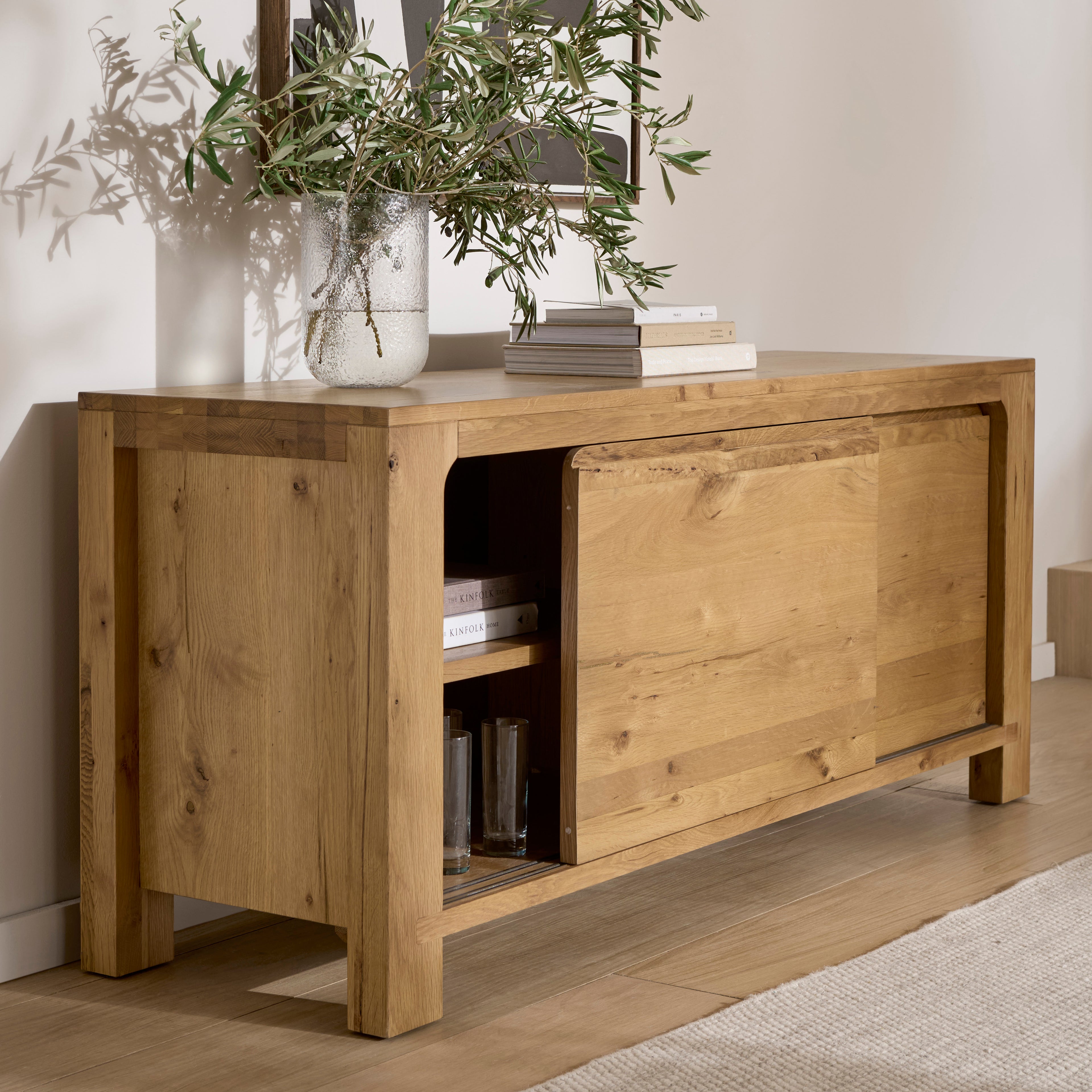 Westhill Oak Sideboard - Large Sliding Door With Internal Shelving