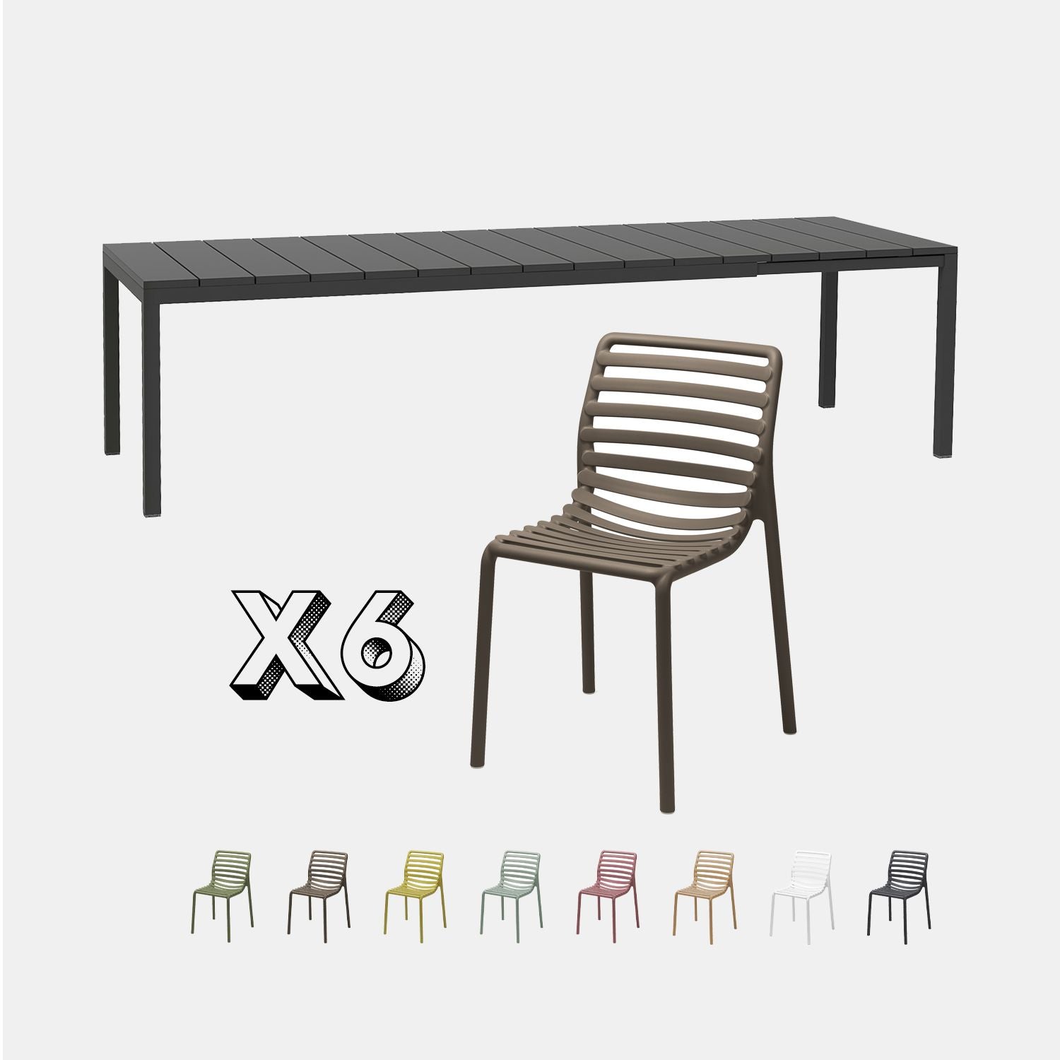 Dining Set - Rio 210 Extending Table & Doga Armless Chairs