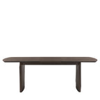 Rectangular extending dining table expanded with seating for guests