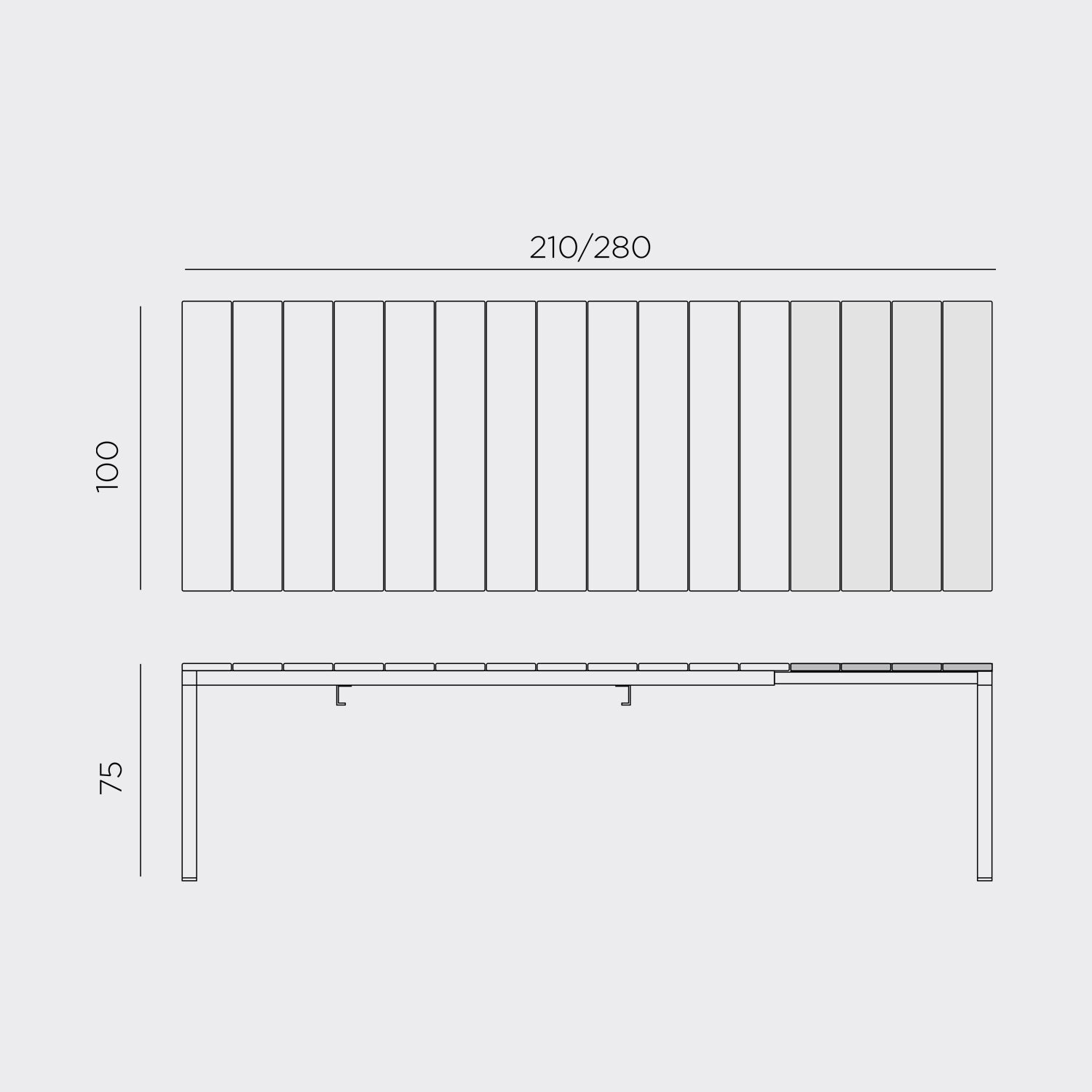 The Rio Alu 210 can be extended to a whopping 280cm. See the measurements and more details online.