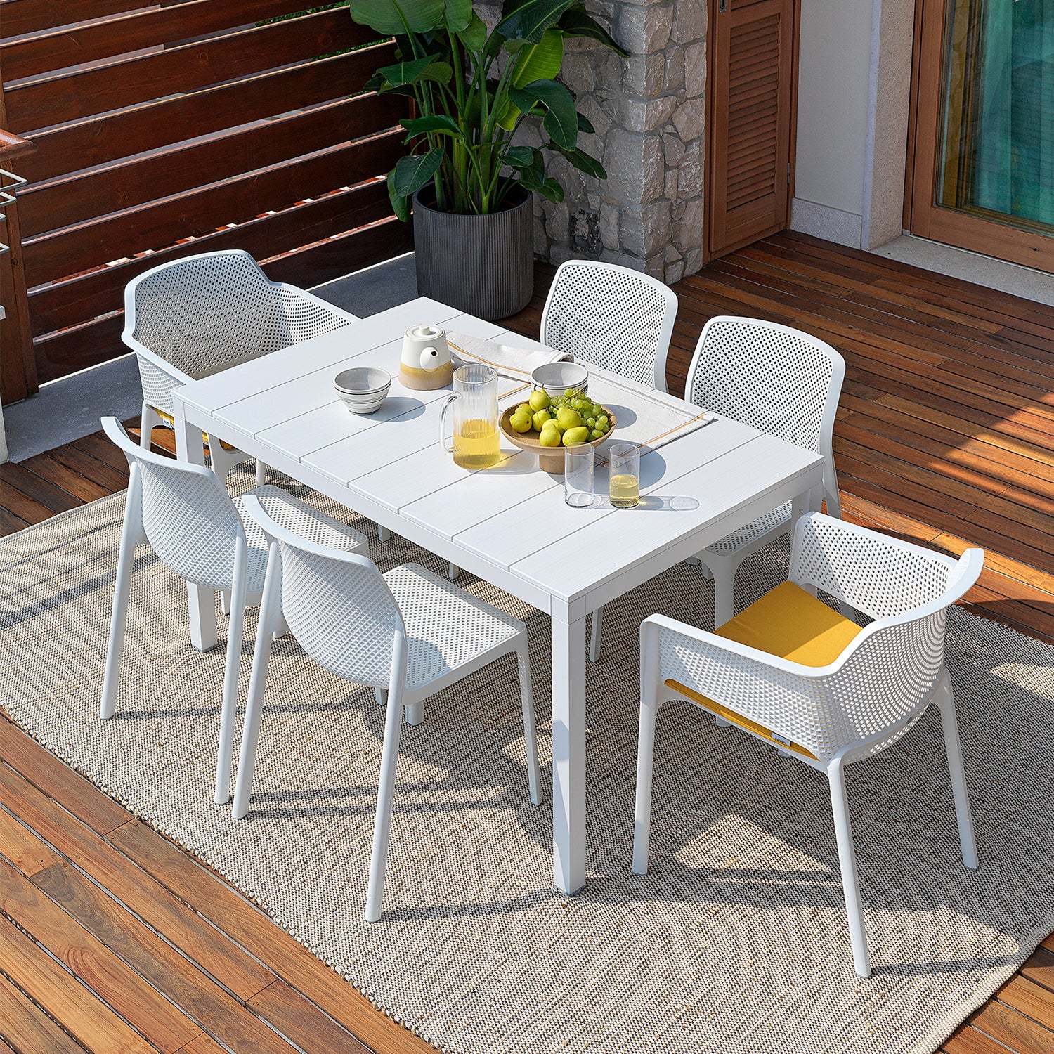 Seat upto 6 people outside at the Rio 140cm garden dining table. What's for dinner?