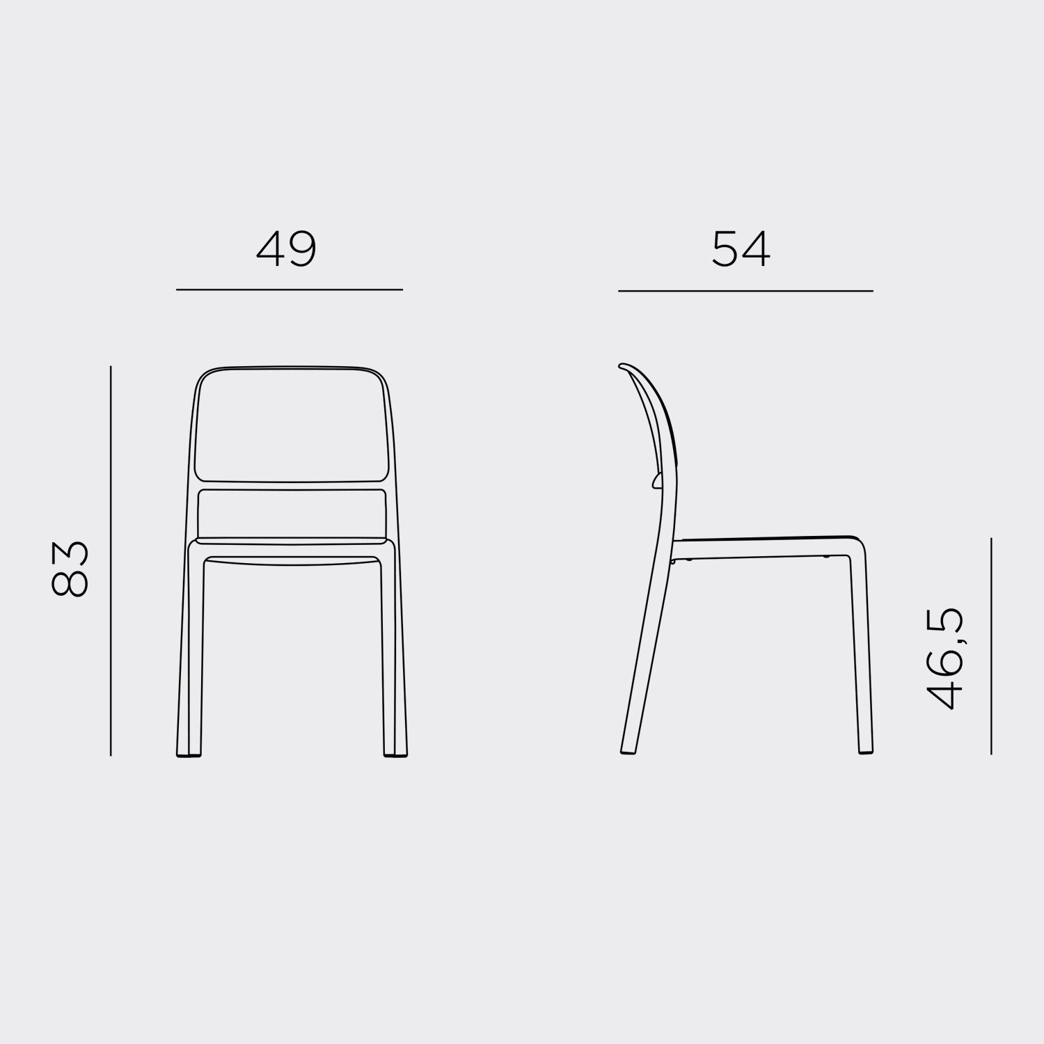 Dimensions For Riva Armless Garden Chair