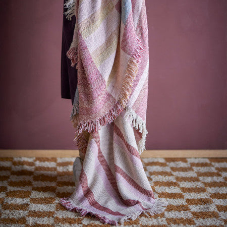 Bright multicolour throw blanket ideal for sofa, bed, or chair decor