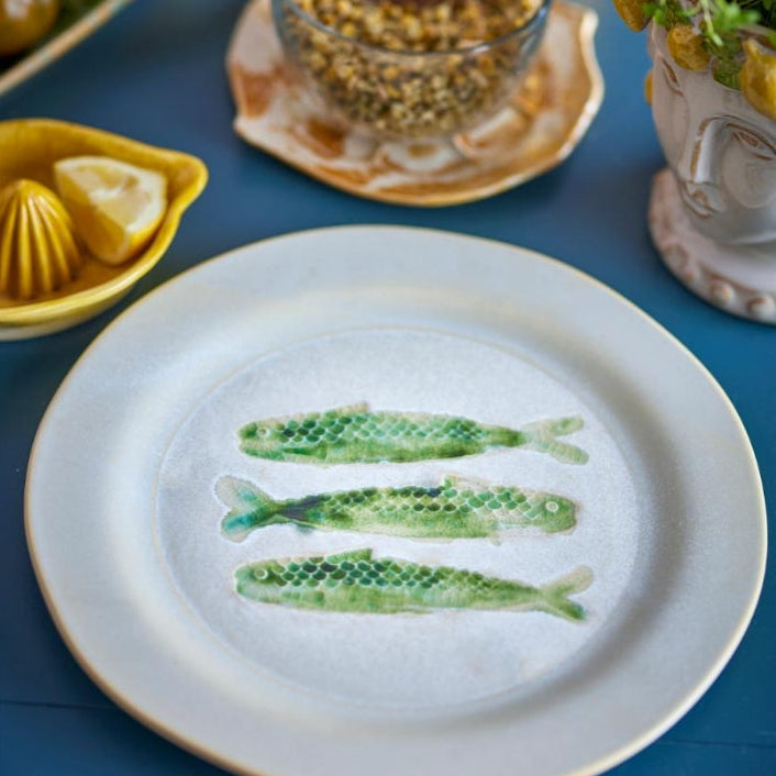 Ceramic fish plate displayed for a dining table, welcome visitors!