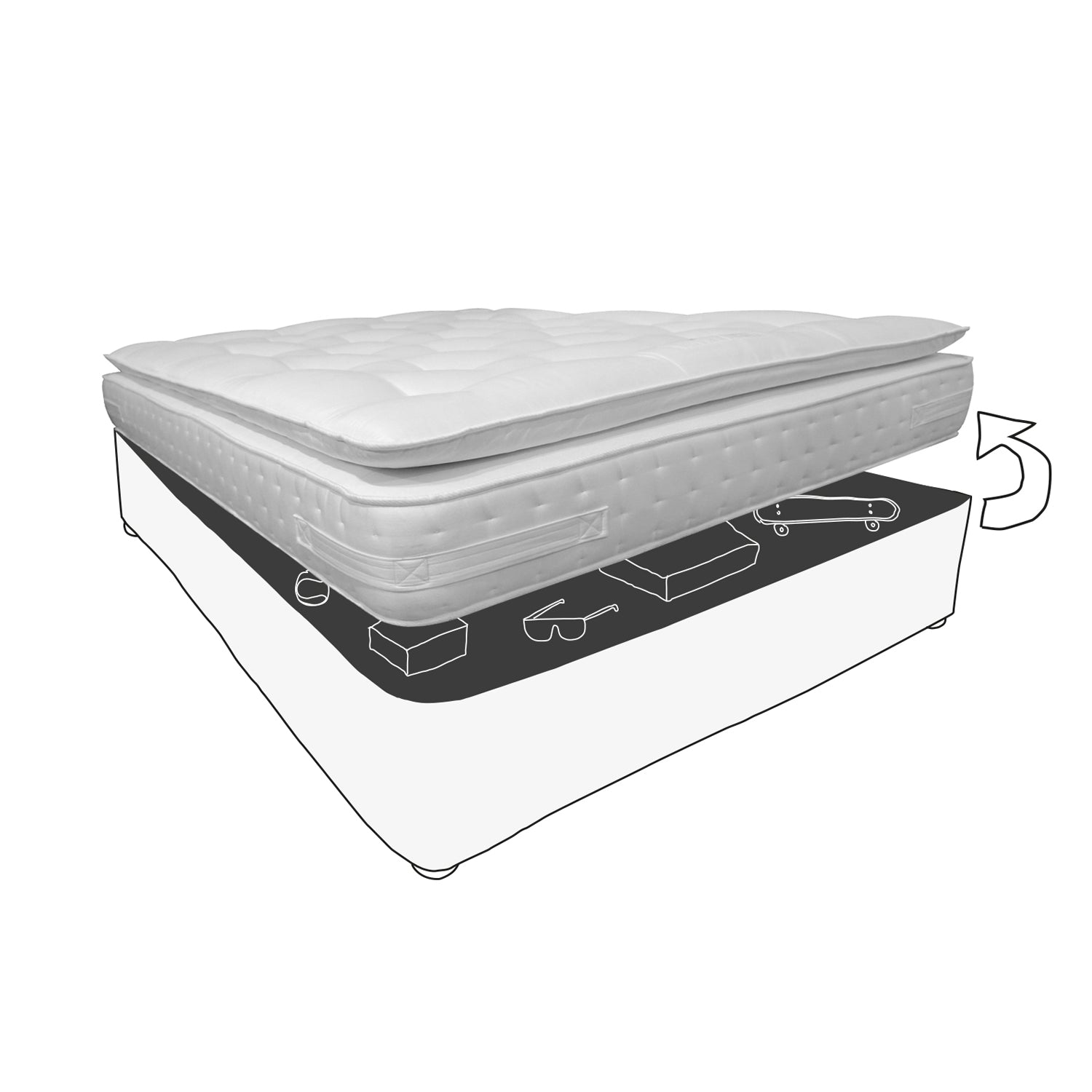 King Size - Mattress & Ottoman Storage