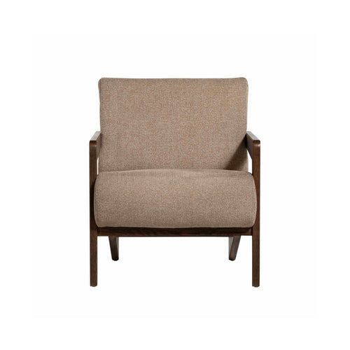  Poppy Beige armchair with wooden frame on a white background