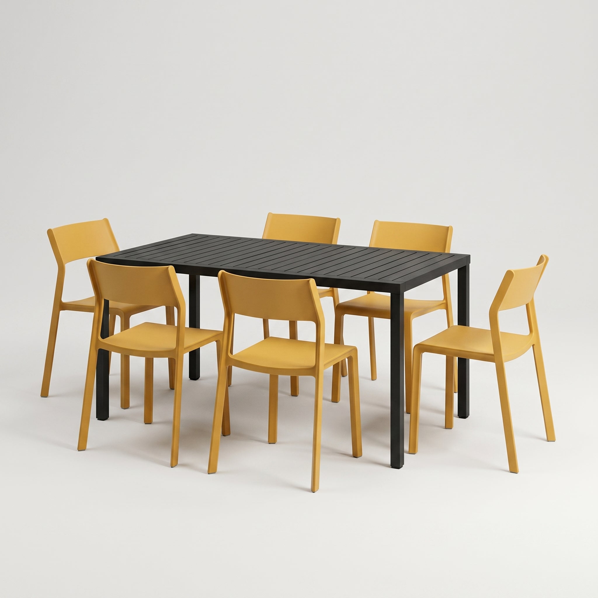 Dining Set - Cube 140x80 Garden Table & X6 Trill Armless Chairs
