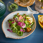 round glazed fish plate made for durability and effortless entertaining